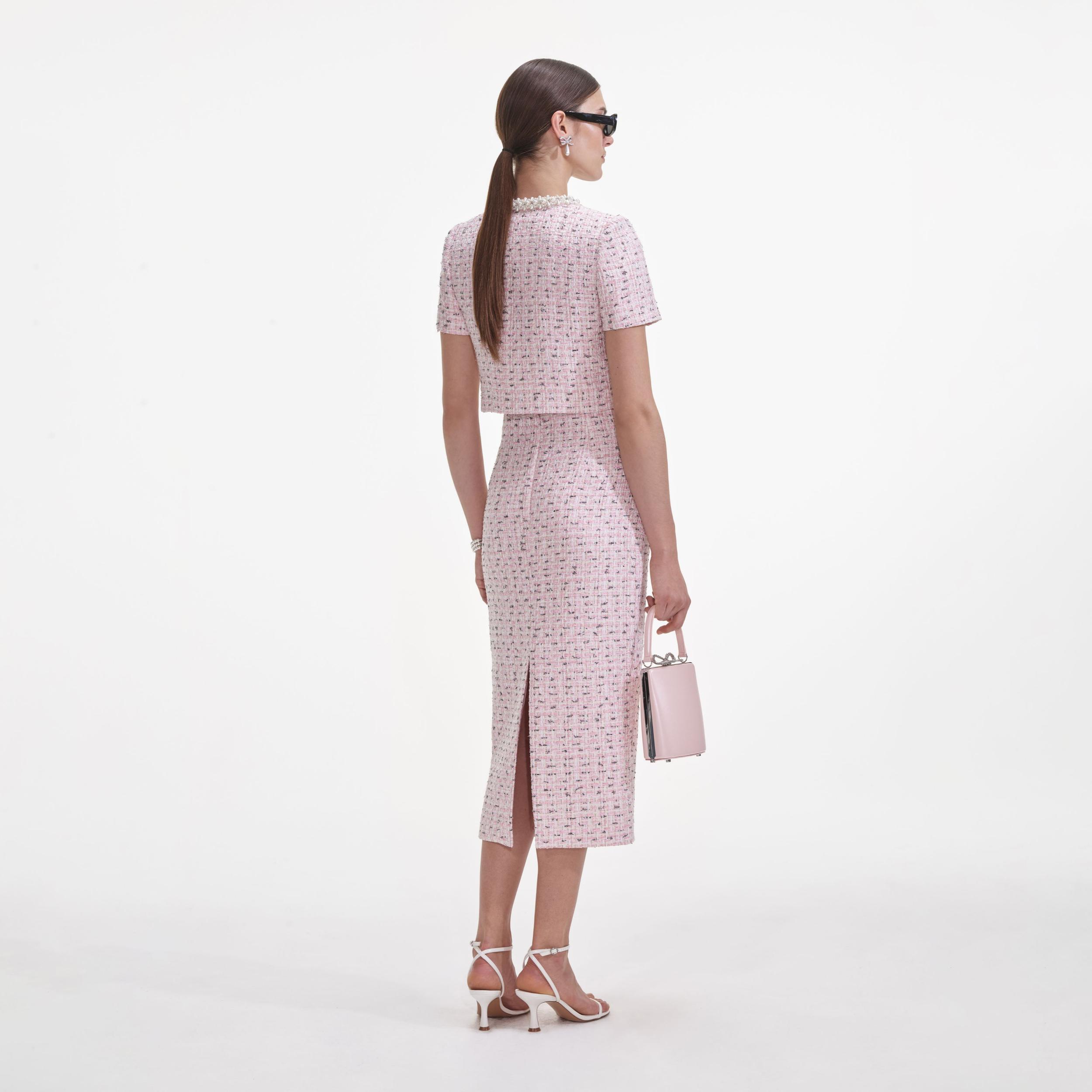 Pink Boucle Pearl Top Product Image