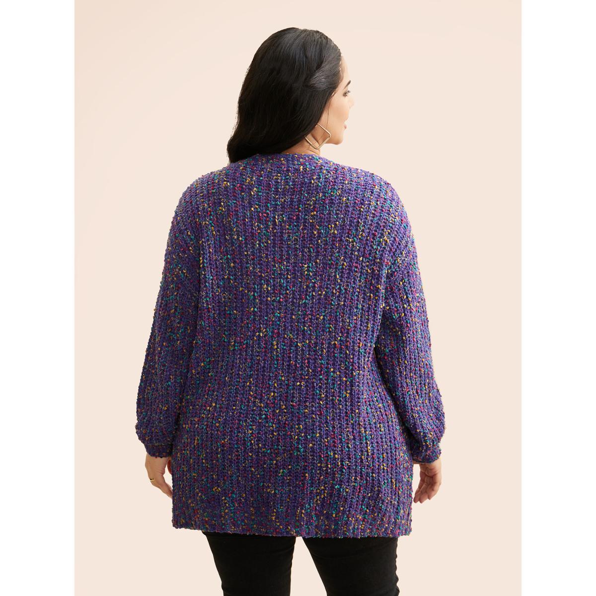 Plus Size Heather Patched Pocket Drop Shoulder Cardigan Deeppurple Women Casual Loose Long Sleeve Everyday Cardigans BloomChic 14-16/1X Product Image