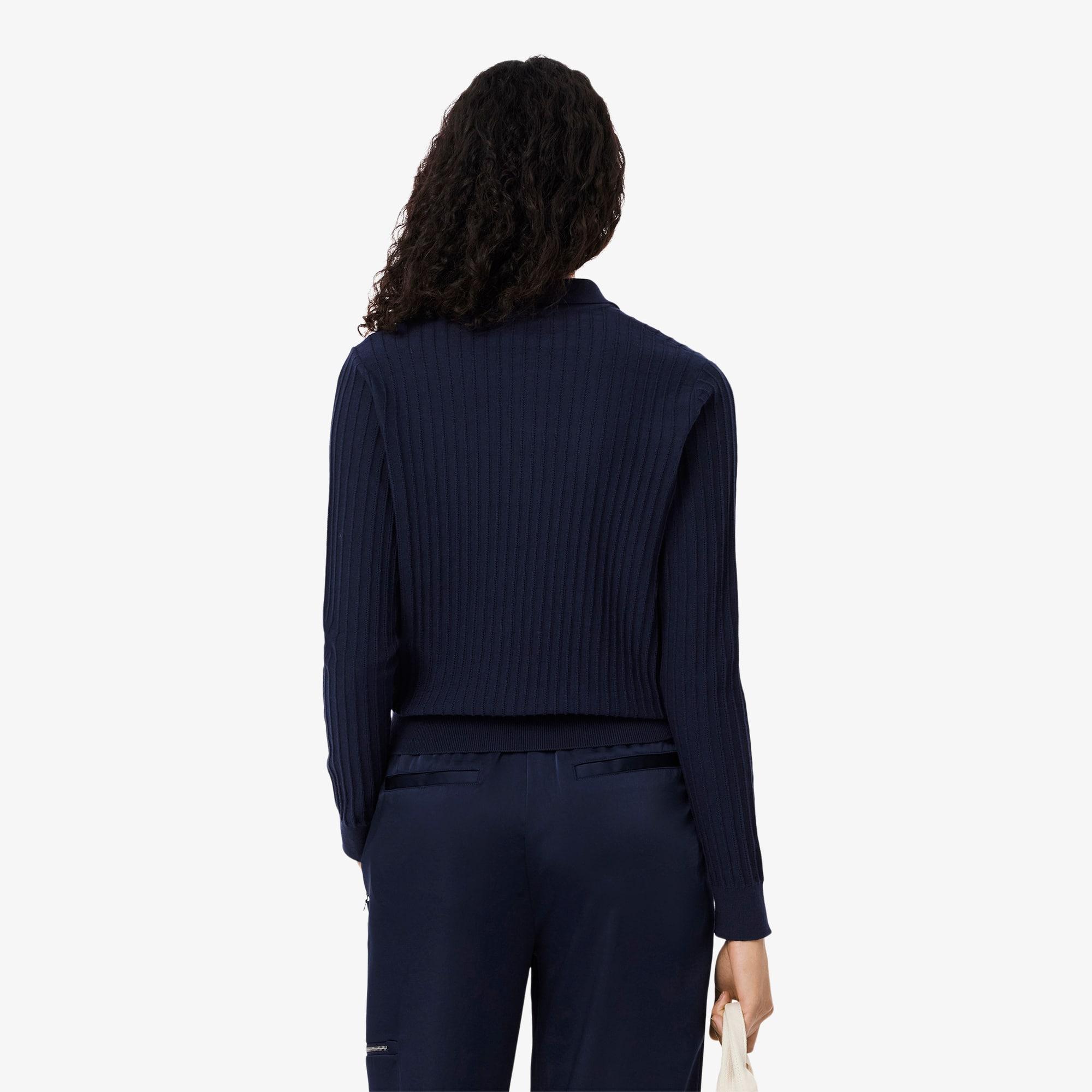 Regular Fit Ribbed Knit Polo Shirt Product Image