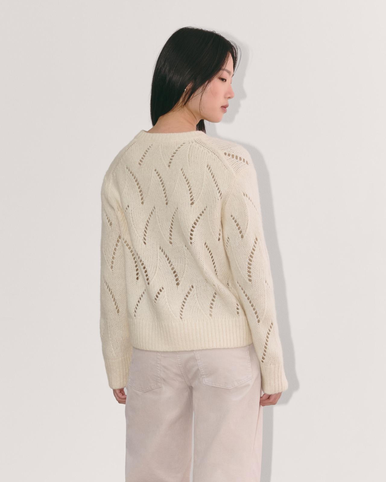 The Pointelle Sweater in Cloud Product Image