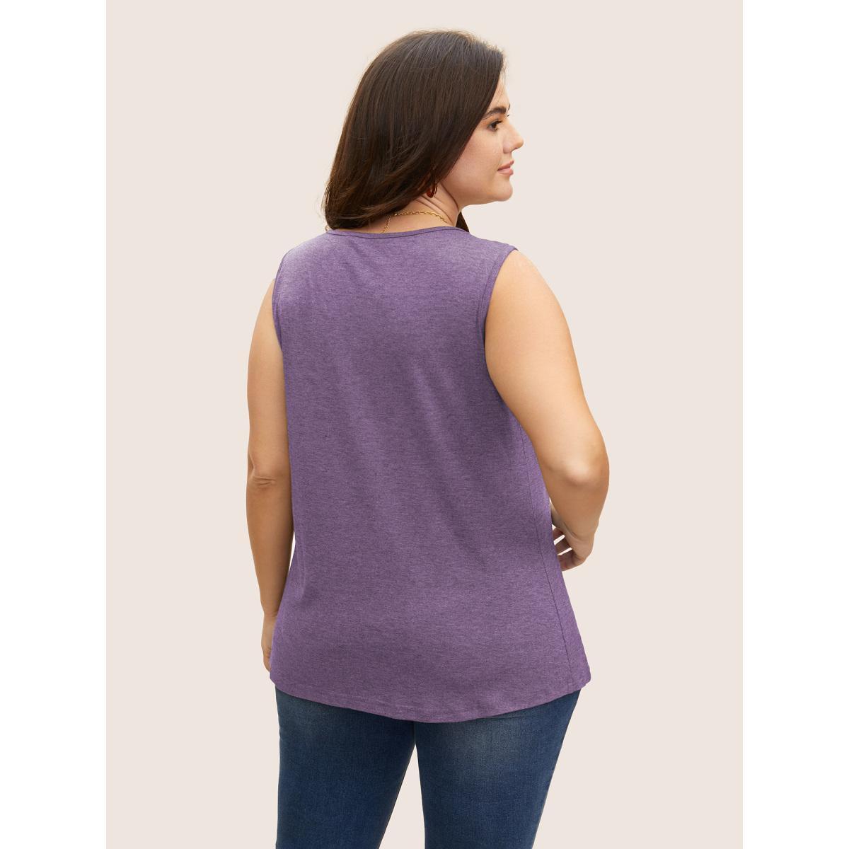 Plus Size Heather Plicated Detail Square Neck Tank Top Women Mauve Casual Non U-neck Everyday Tank Tops Camis BloomChic 12/L Product Image