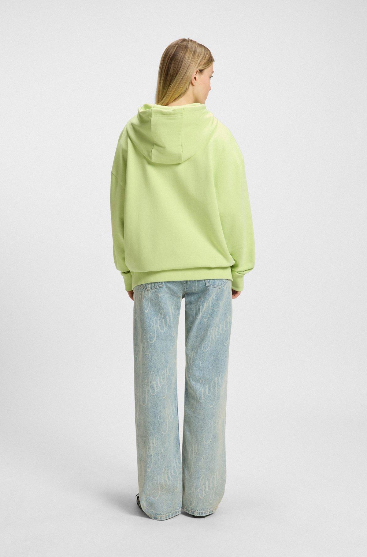 HUGO - All-gender relaxed-fit hoodie in cotton terry - Green Product Image