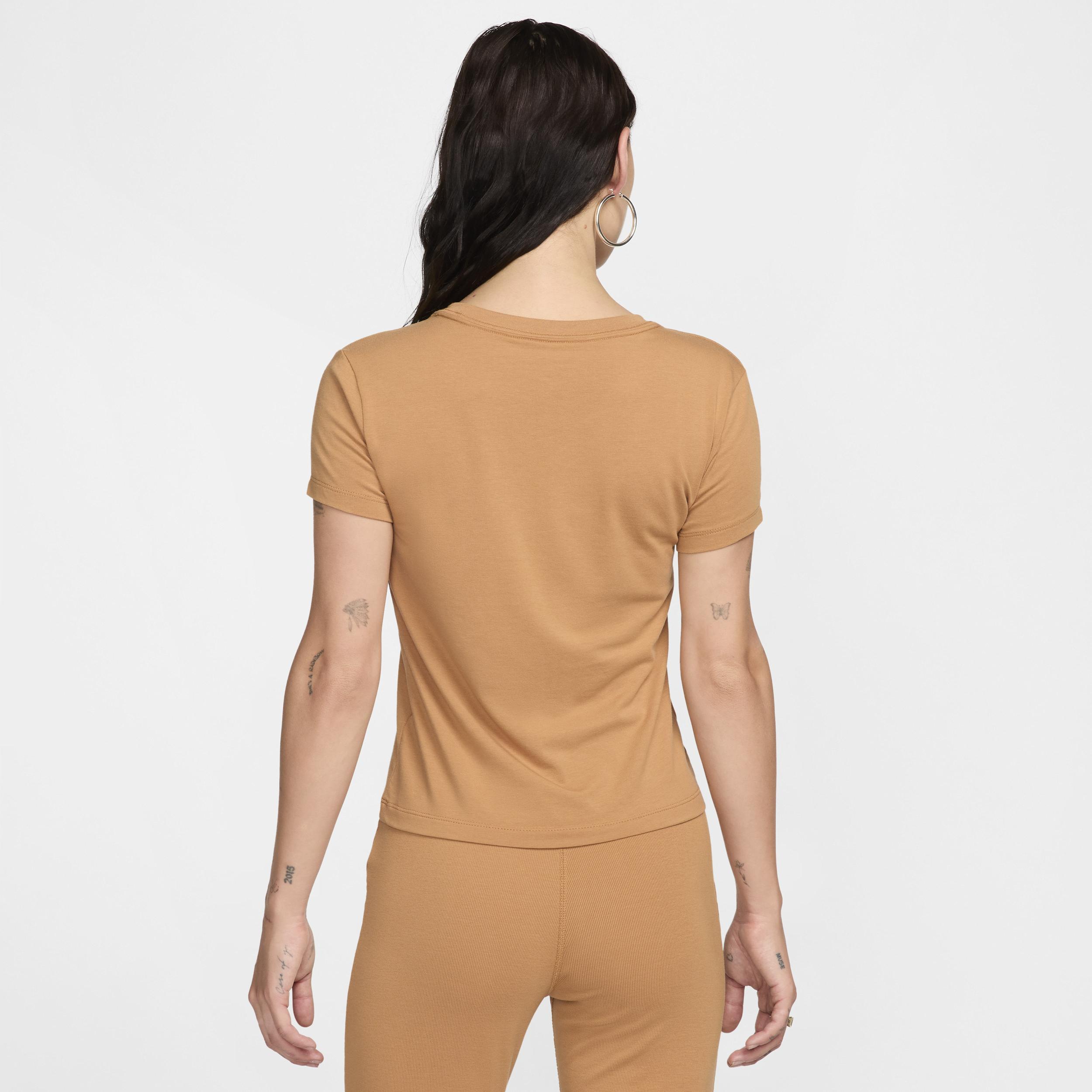 Women's Nike Sportswear Chill Swoosh Knit Tee, Size: XXL, Flax Product Image