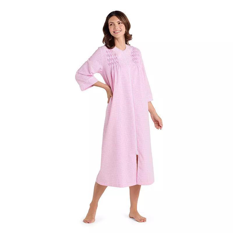 Womens Miss Elaine Essentials Seersucker Long Zip Robe Product Image