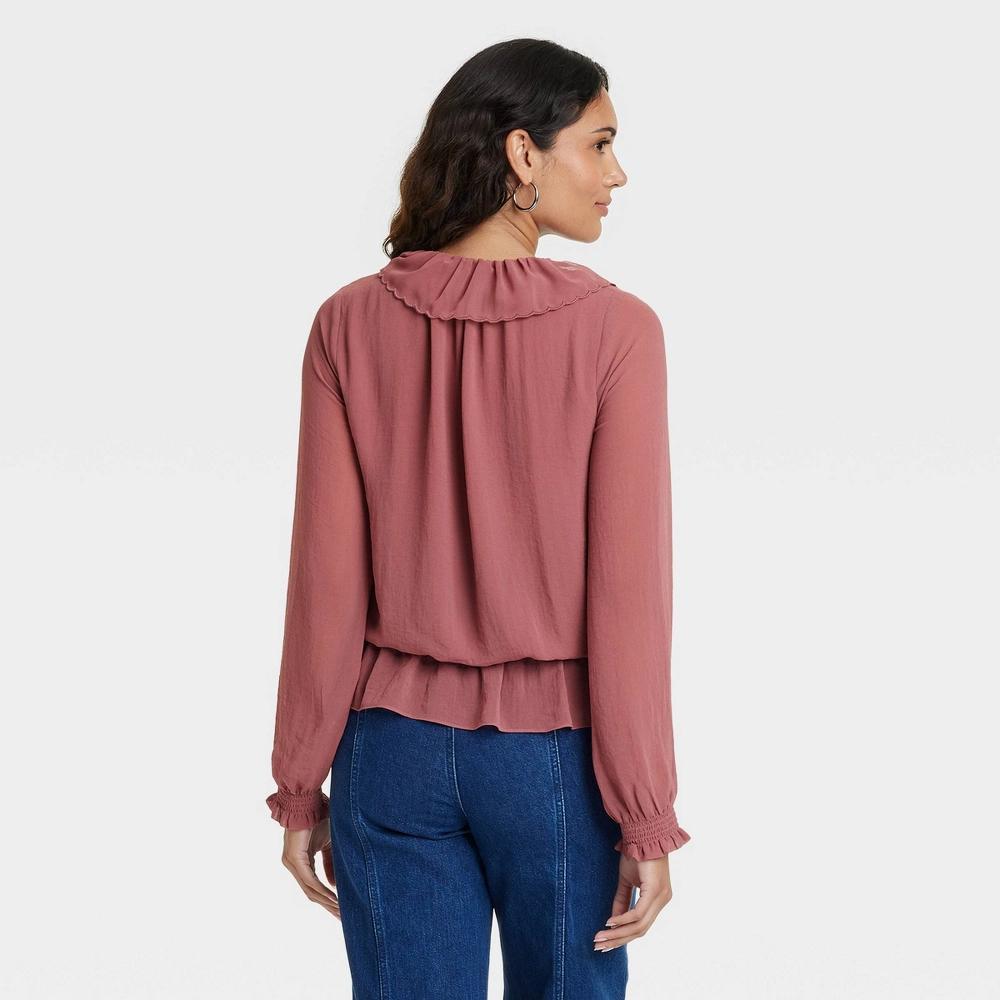 Womens Long Sleeve Blouse - Universal Thread Dark Mauve XS Product Image