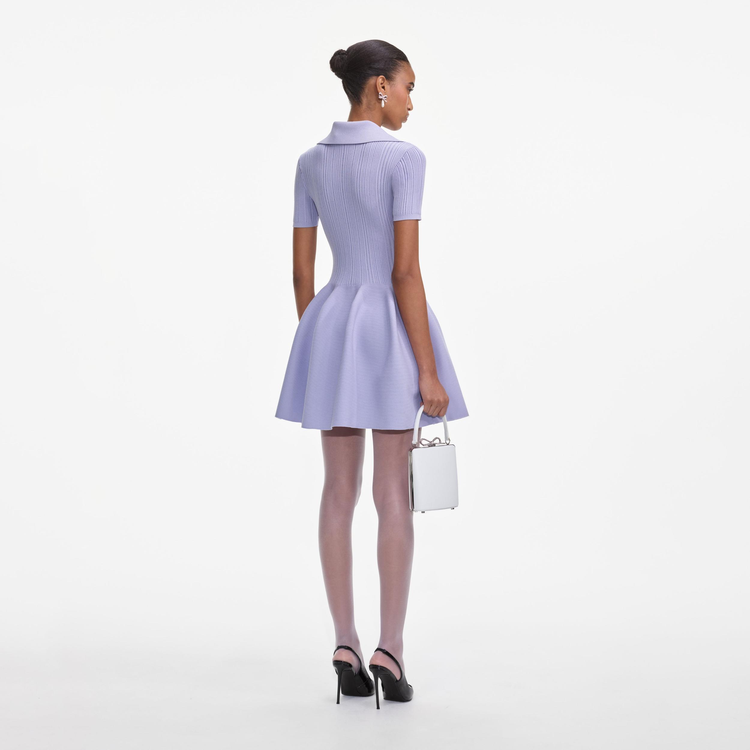 Lilac Ribbed Knit Mini Dress Product Image