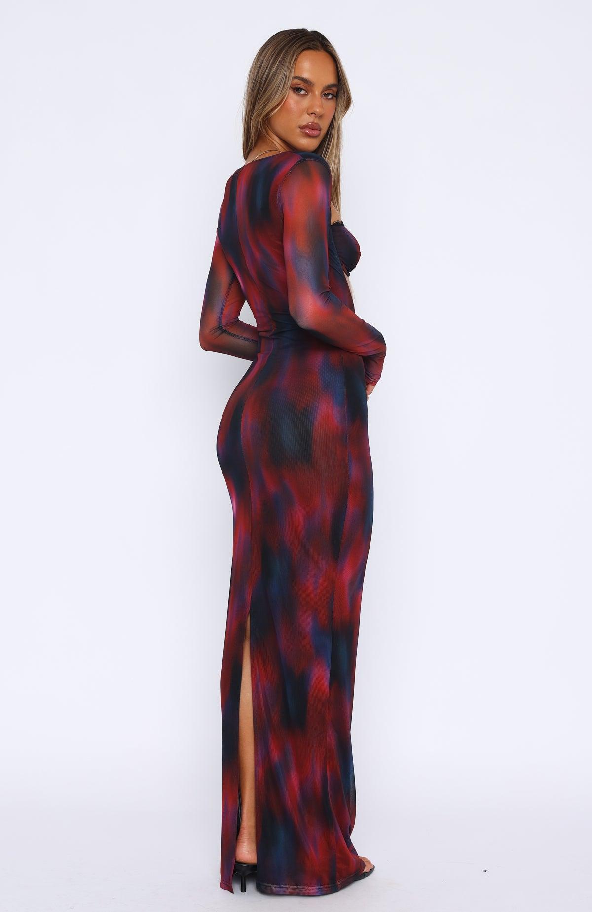 Let Me Think Long Sleeve Maxi Dress Raspberry Rhapsody Product Image