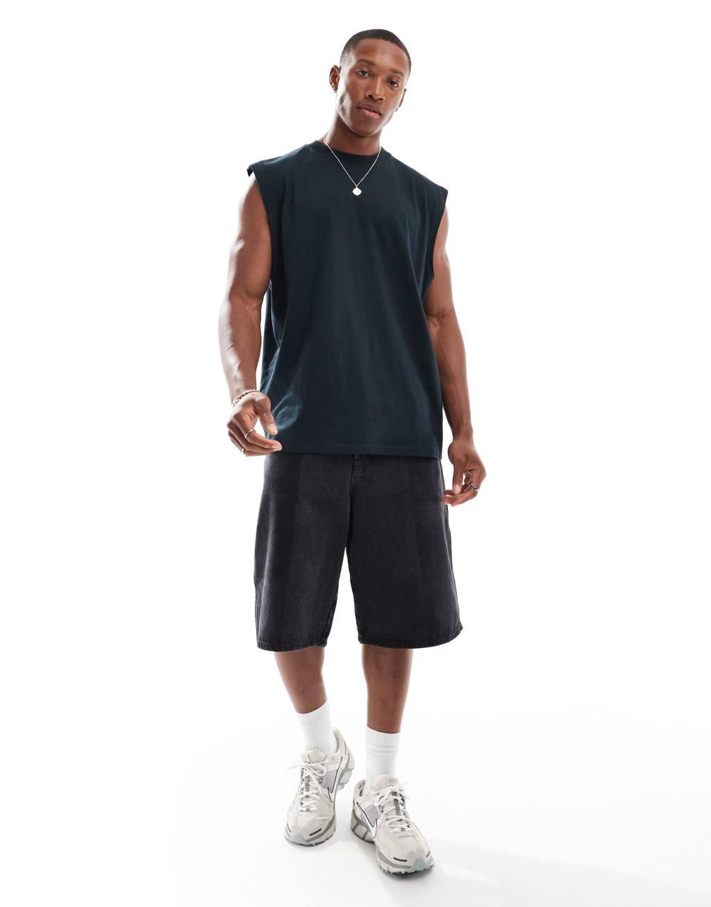 ASOS DESIGN oversized tank with back print in black Product Image