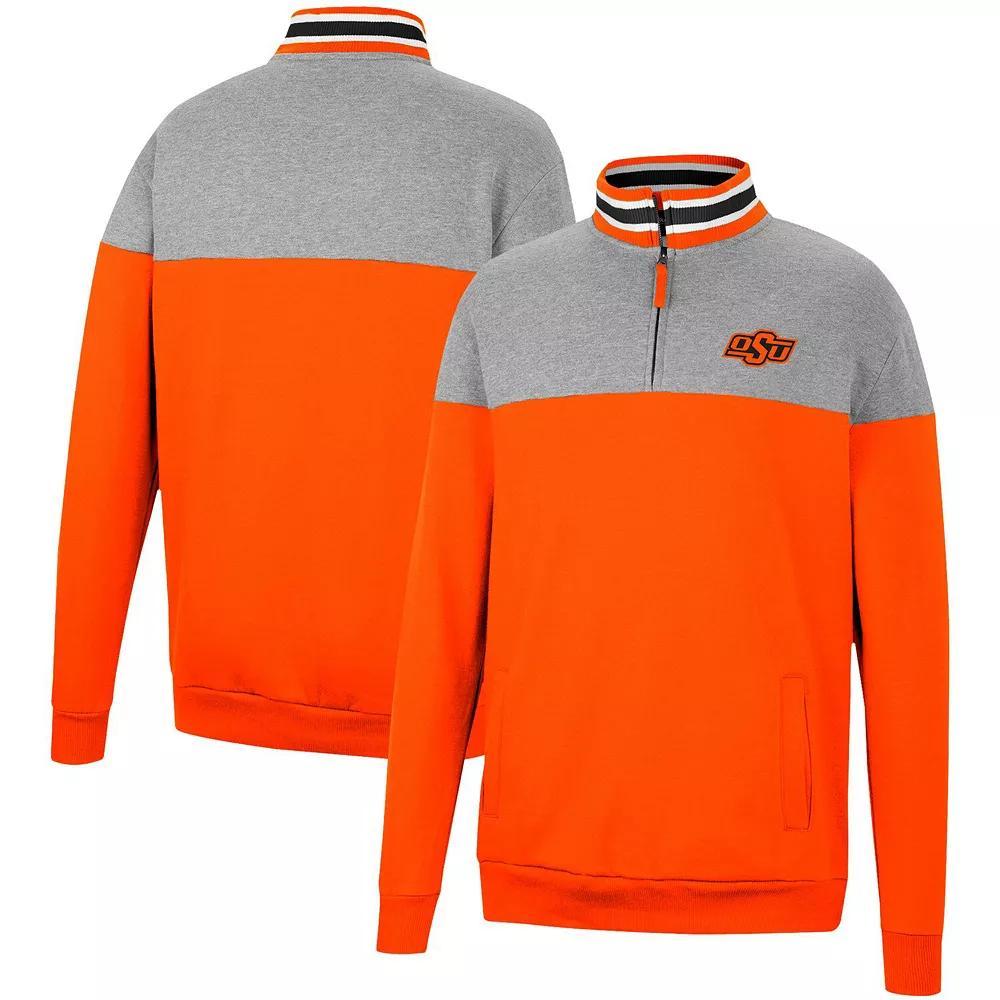 Men's Colosseum Heathered Gray/Orange Oklahoma State Cowboys Be the Ball Quarter-Zip Top, Size: XL Product Image