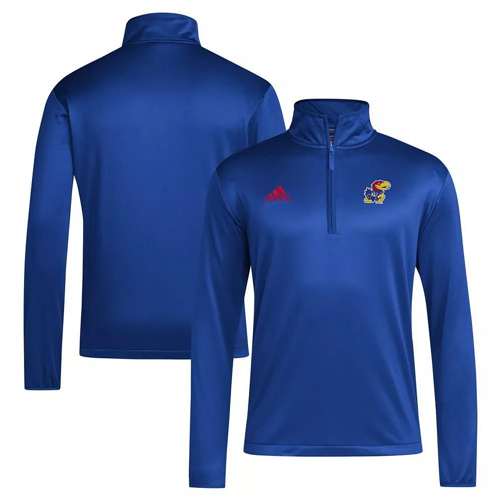 Men's adidas Royal Kansas Jayhawks Coaches Sideline Quarter-Zip Top, Size: Large, Blue Product Image