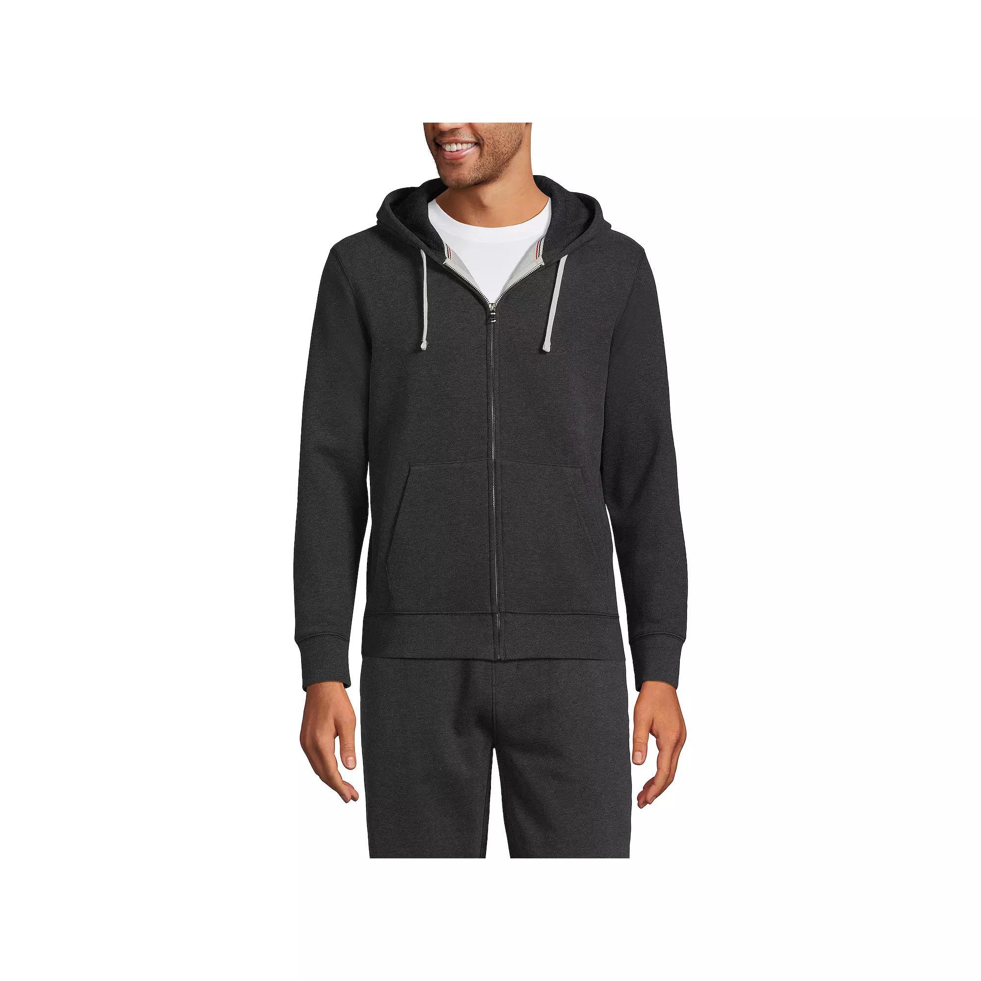Men's Lands' End Serious Sweats Long Sleeve Full Zip Hoodie, Size: XL, Dark Grey Heather Product Image