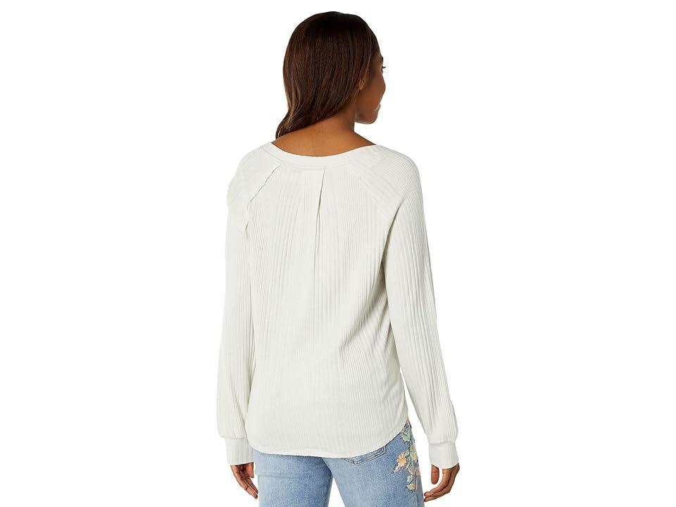 Lucky Brand Cloud Jersey Rib V-Neck Top (Whisper ) Women's Clothing Product Image