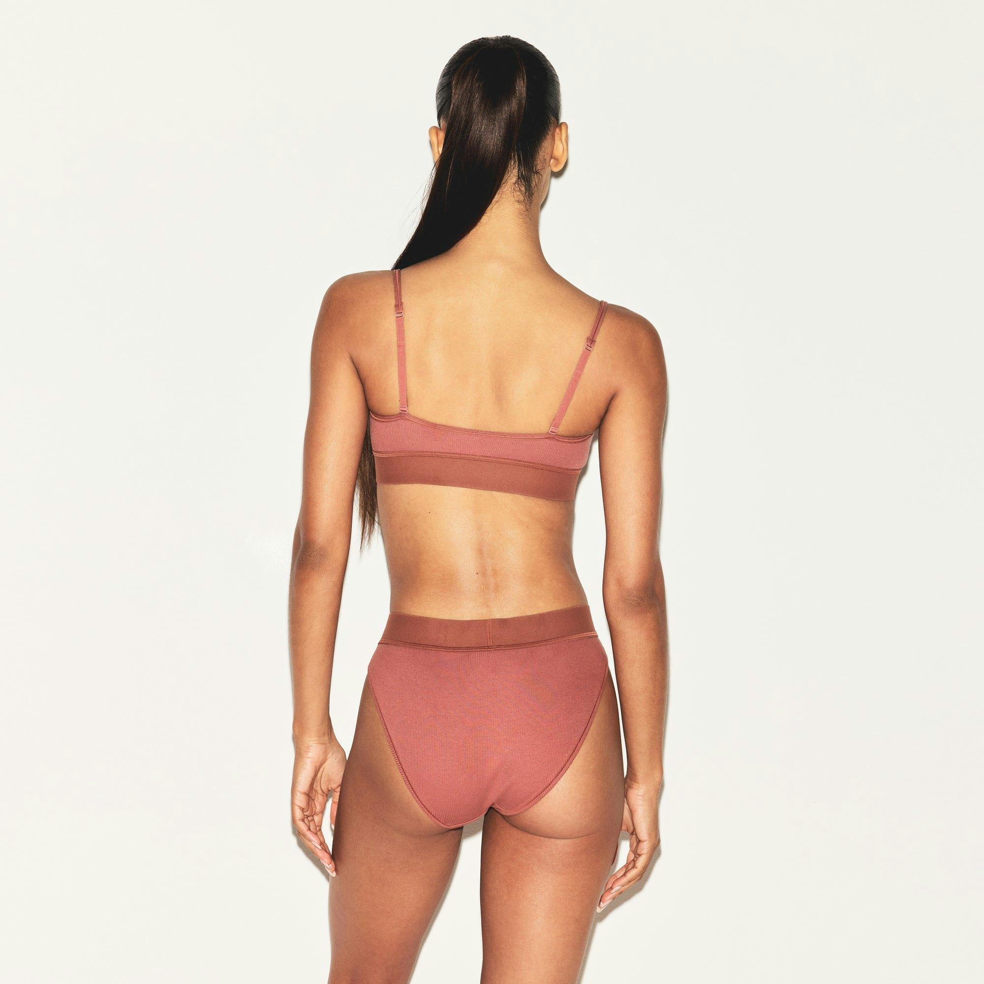 COTTON RIB SCOOP BRALETTE | REDWOOD Product Image