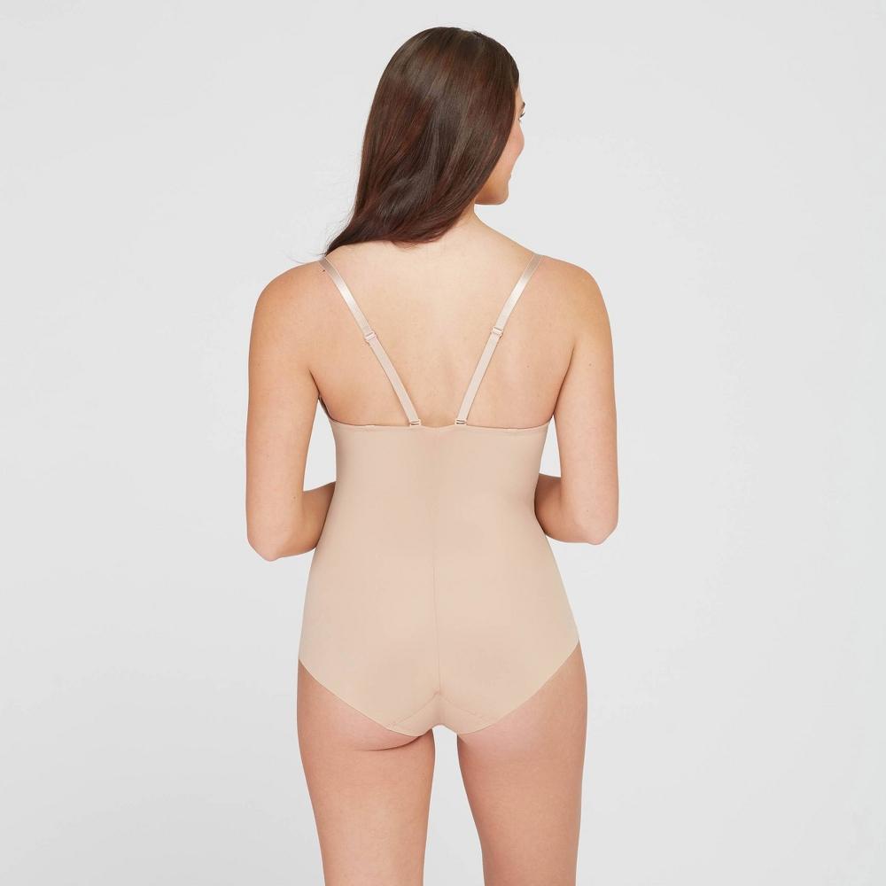 ASSETS by SPANX Womens Flawless Finish Shaping Micro Low Back Cupped Bodysuit Shapewear - Neutral XL: Medium Control, Nylon & Elastane Product Image