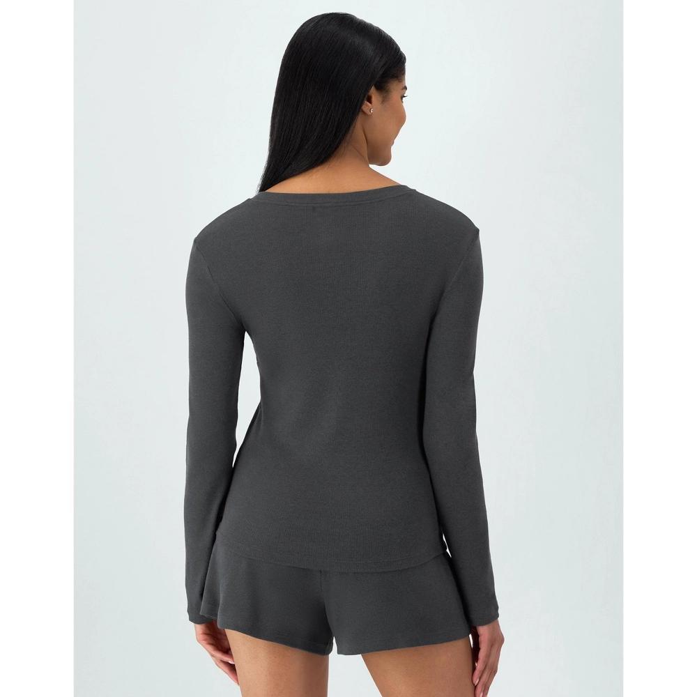 Hanes Originals Womens SuperSoft Comfywear Rib Long Sleeve T-Shirt Asphalt XS Product Image