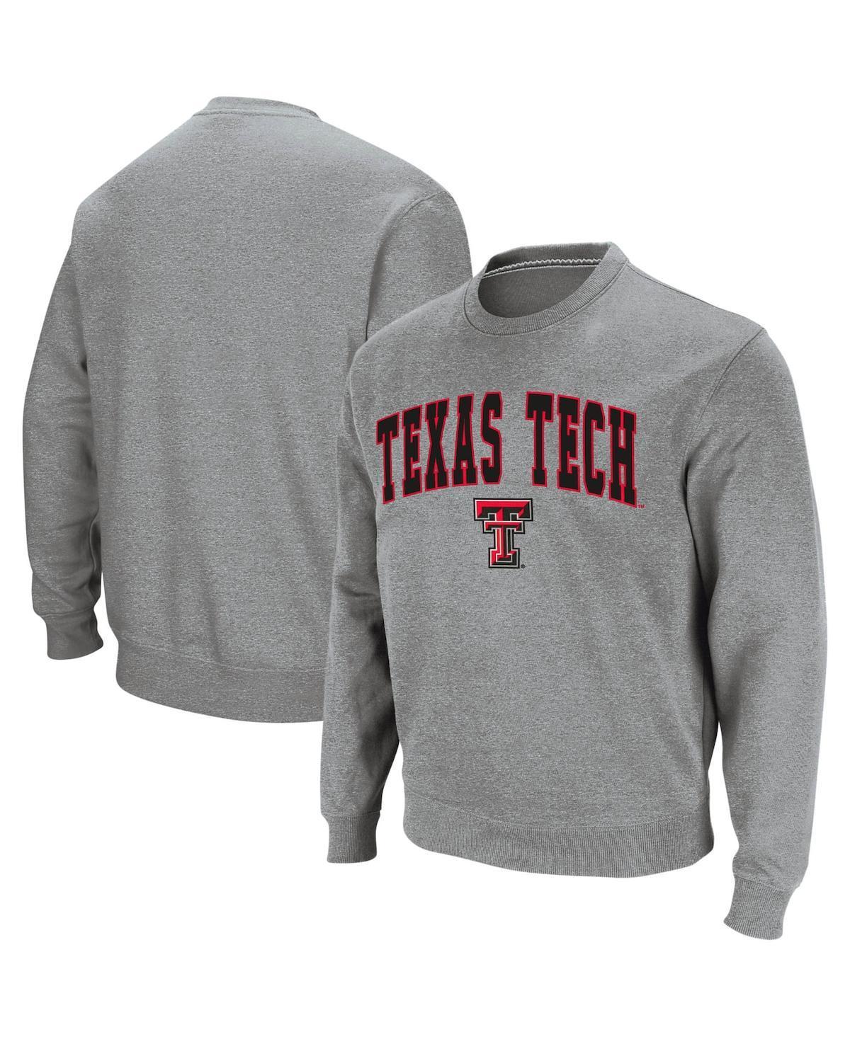 Mens Colosseum Heather Gray Texas Tech Red Raiders Arch & Logo Crew Neck Sweatshirt Product Image
