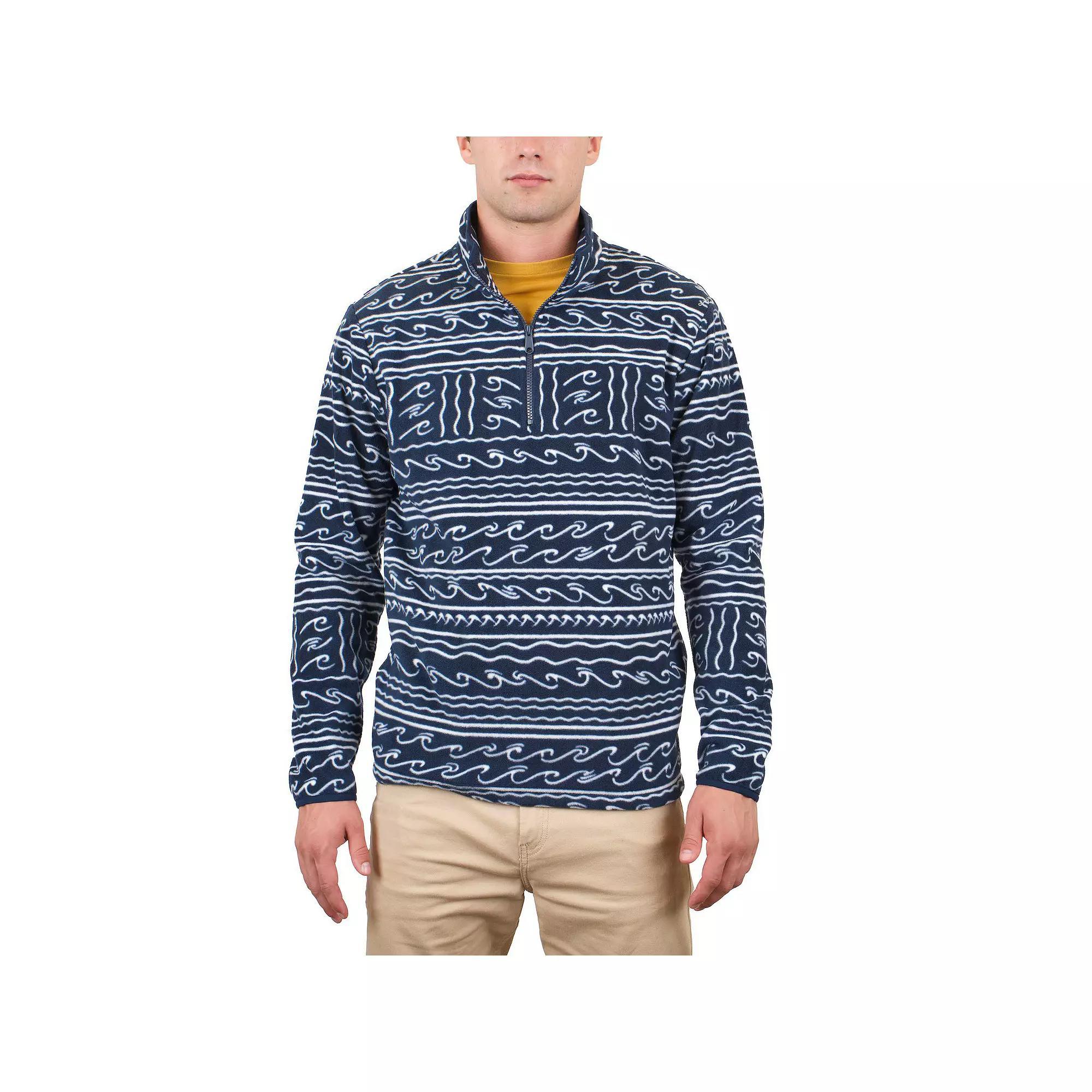 Men's Mountain and Isles 1/4 Zip Printed Polar Fleece Pullover, Size: Medium, Black Navy Waves Product Image