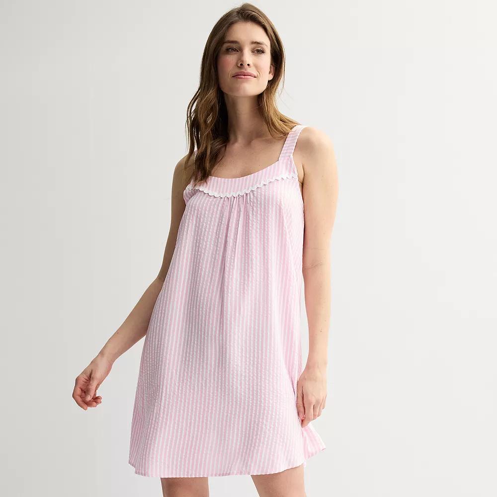 Women's Draper James Seersucker Chemise, Size: XL, Pink Stripe Product Image