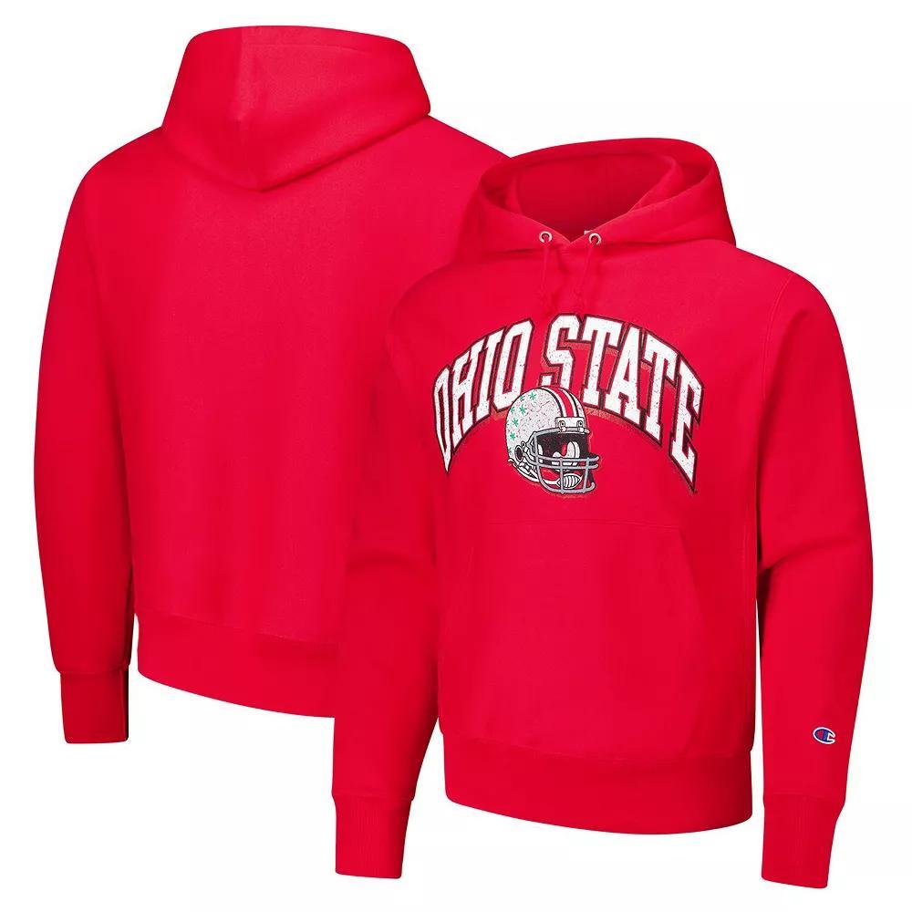 Men's Champion Scarlet Ohio State Buckeyes Vault Late Night Reverse Weave Pullover Hoodie, Size: 2XL, Red Product Image