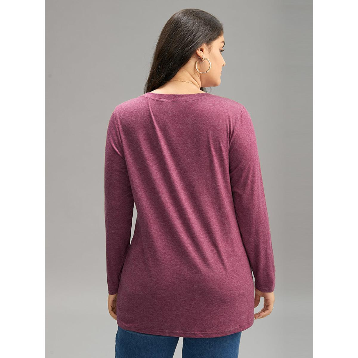 Plus Size Animal & Letter Print Round Neck T-shirt Burgundy Women Casual Printed Occupation Dailywear T-shirts BloomChic 18-20/2X Product Image
