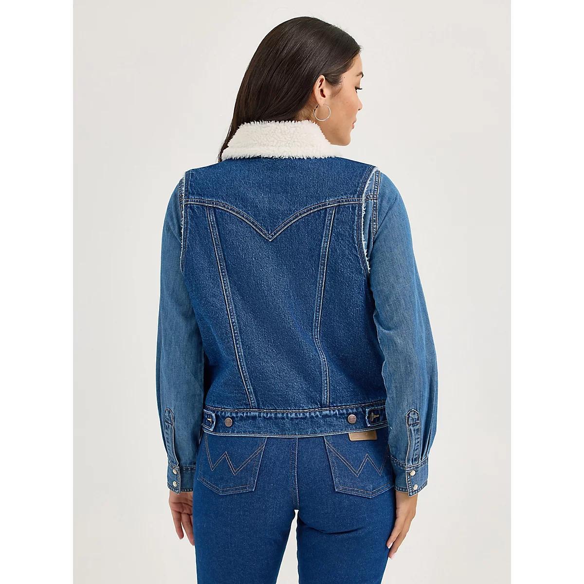 Women's Wrangler Sherpa Lined Denim Vest | Women's JACKETS & OUTERWEAR | Wrangler® Product Image