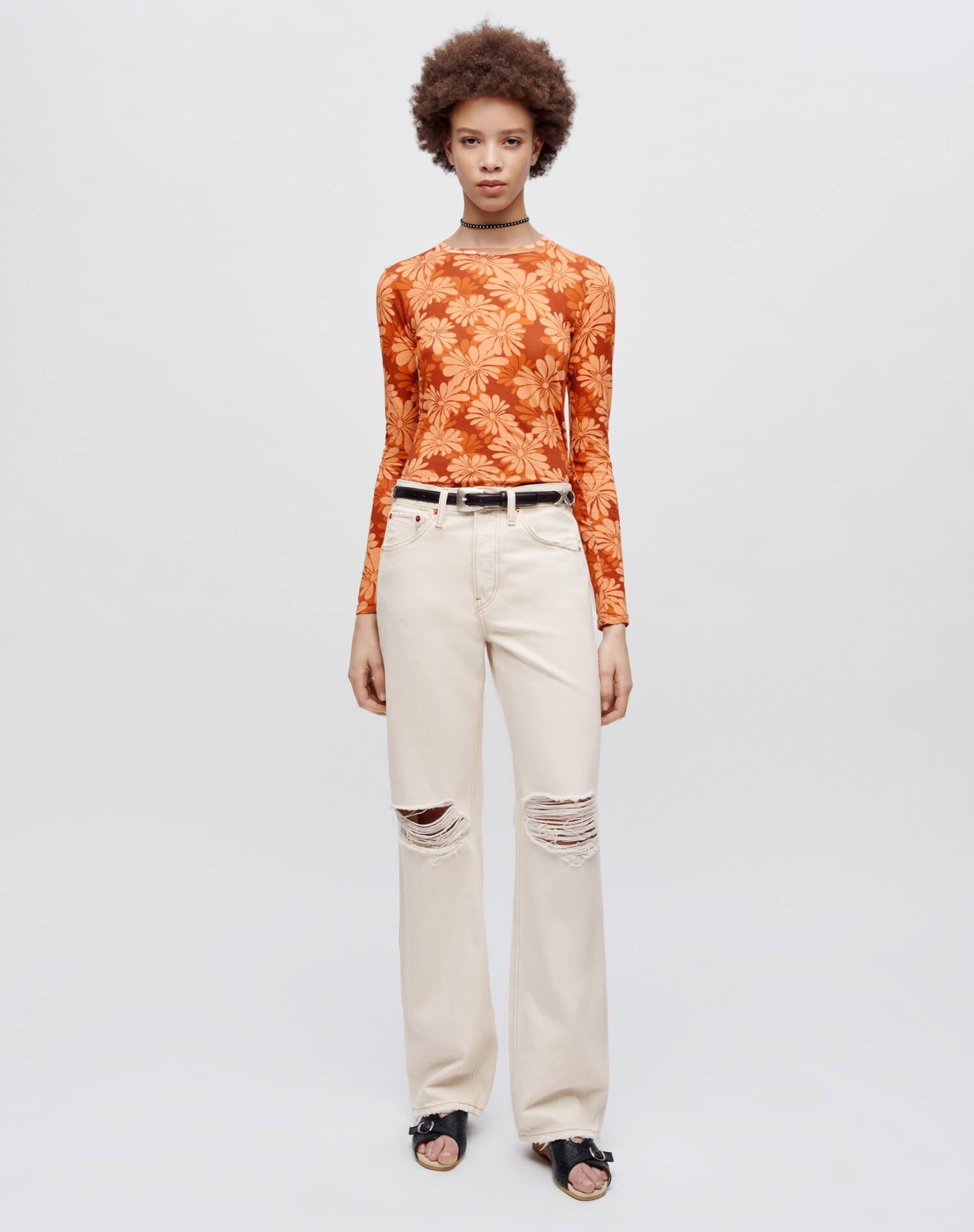 Sheer Long Sleeve Tee - Retro Daisy Product Image