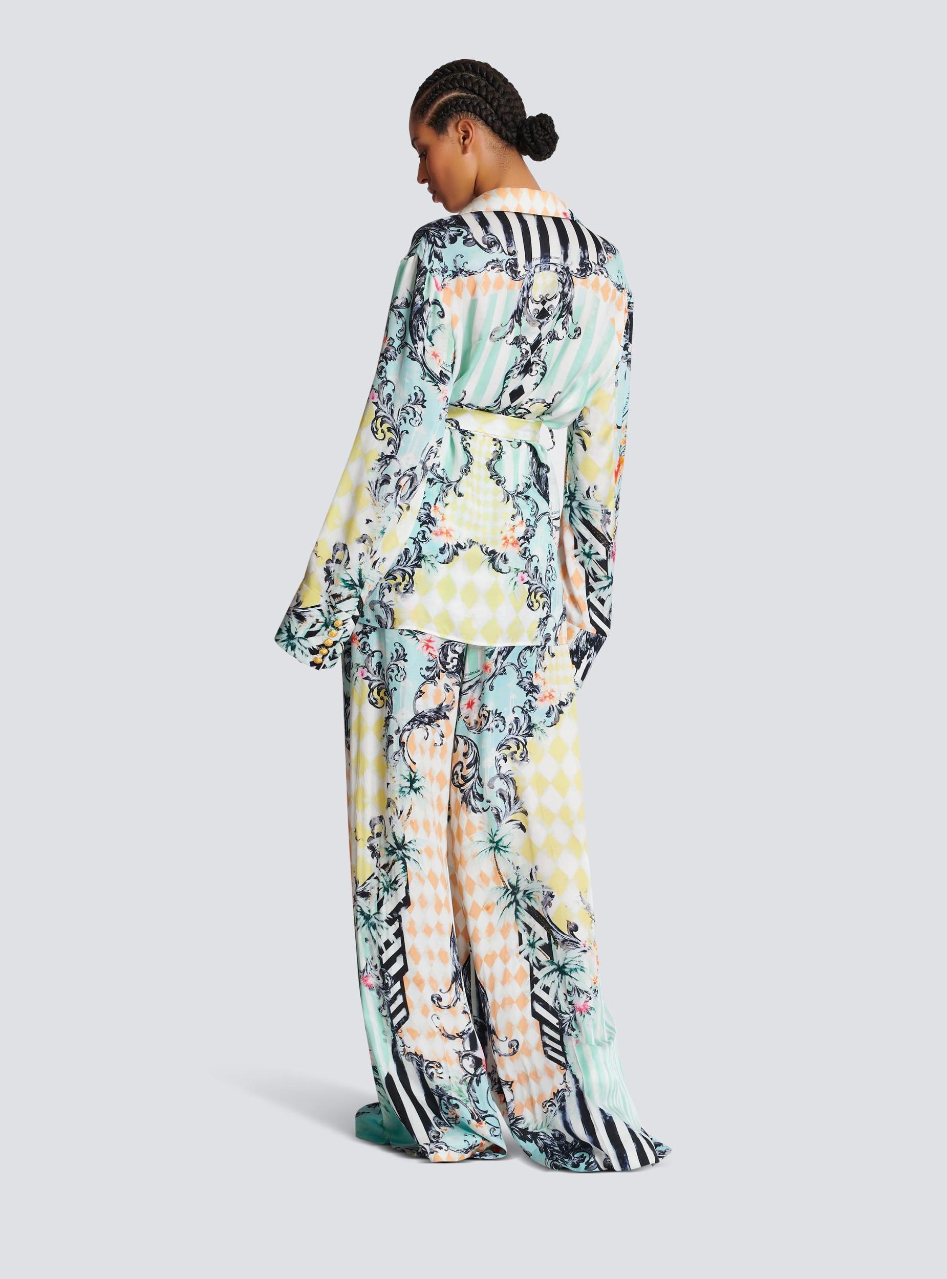 Loose belted shirt with Baroque print Product Image