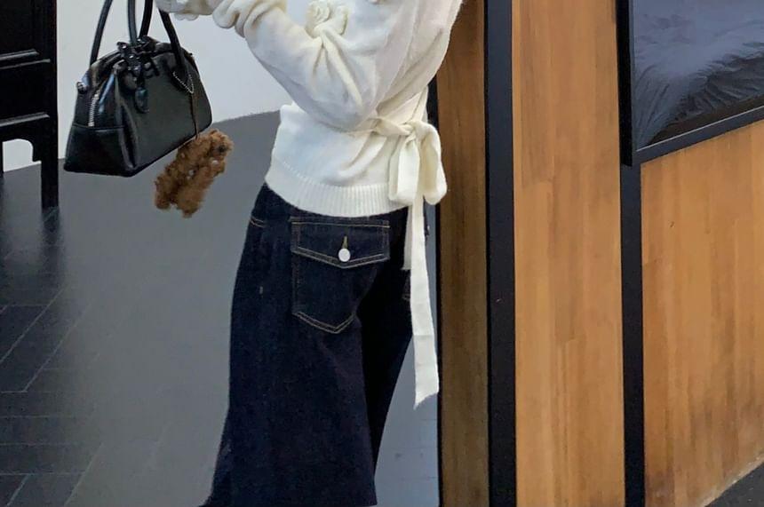 Boat Neck Flower Accent Sweater Product Image