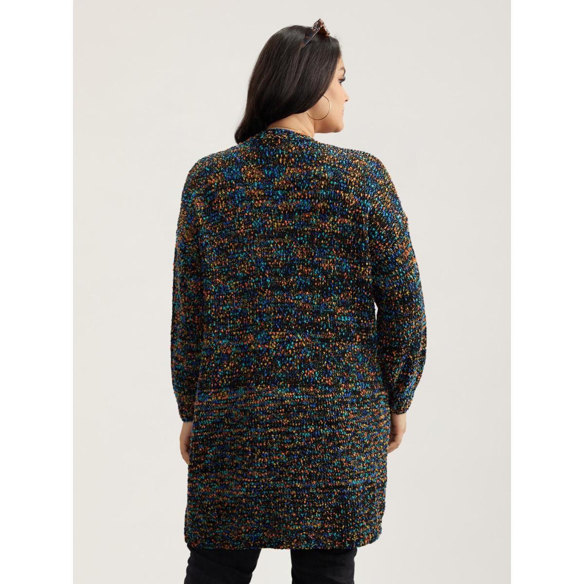 Plus Size Color Textured Open Front Cardigan Multicolor Women Casual Loose Long Sleeve Dailywear Cardigans BloomChic 18-20/2X Product Image