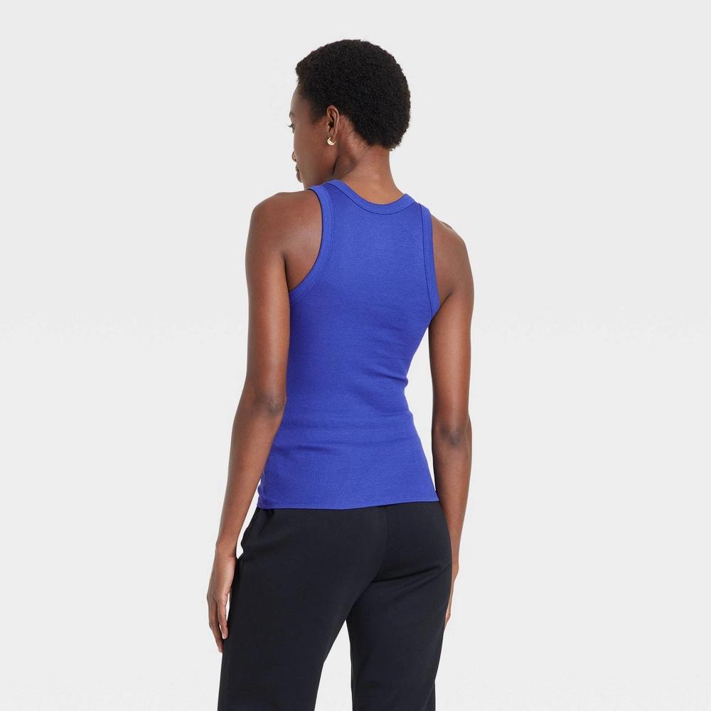 Womens Slim Fit Ribbed Tank Top - A New Day Blue S: Lightweight Sleeveless Pullover Shirt Product Image