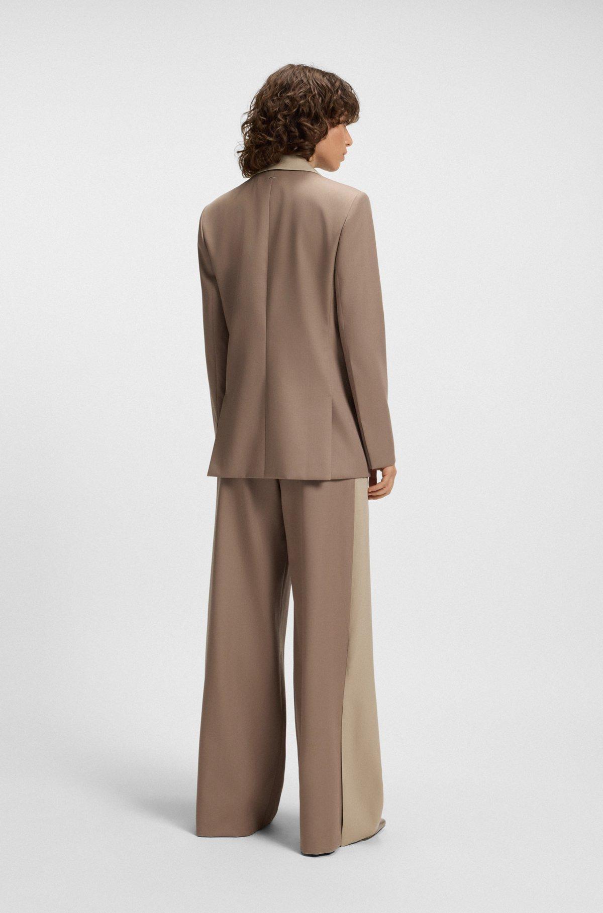 BOSS - Relaxed-fit blazer with color-blocked lapels - Light Brown Product Image