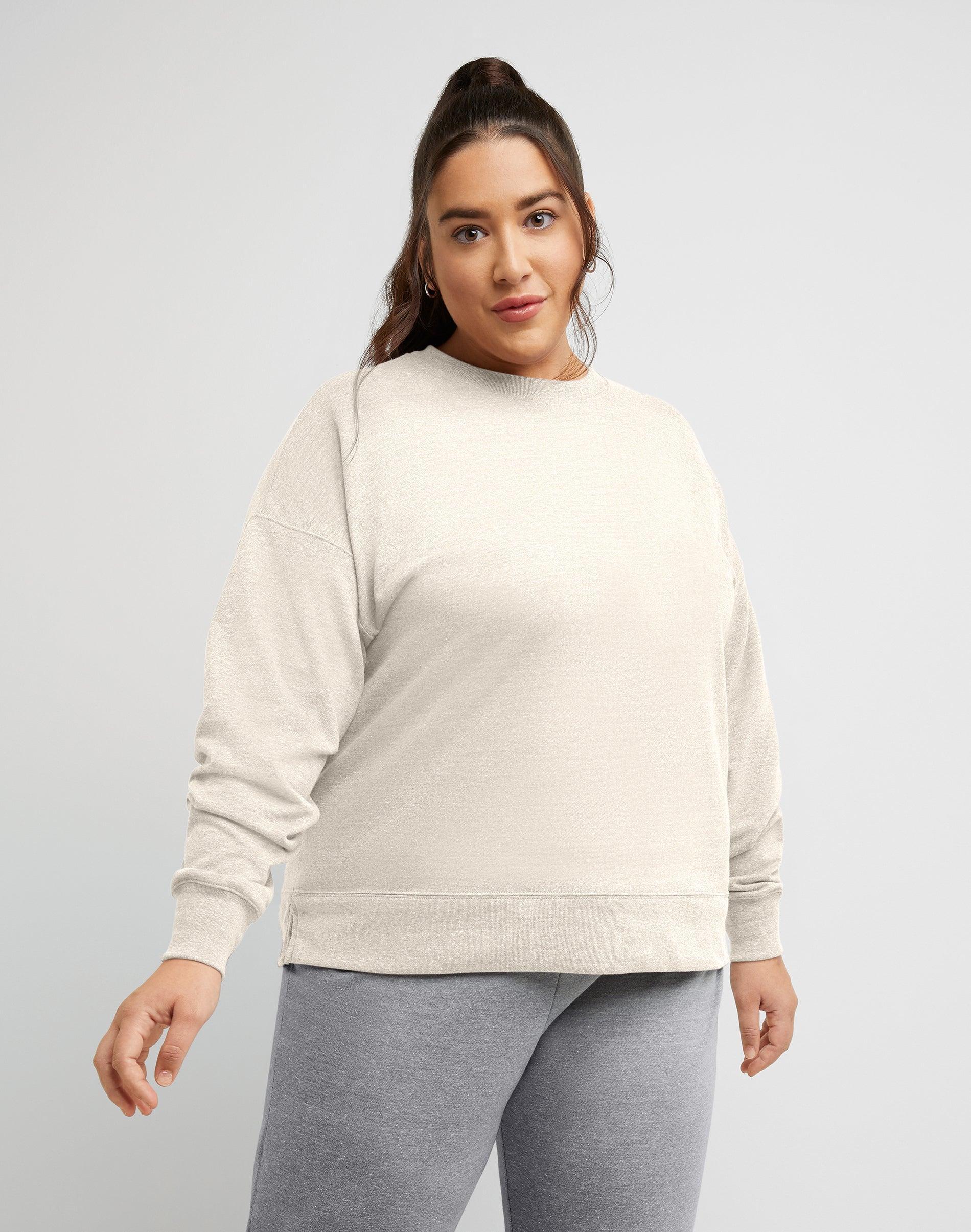Hanes Originals Womens French Terry Sweatshirt (Plus Size) Natural 2X Product Image