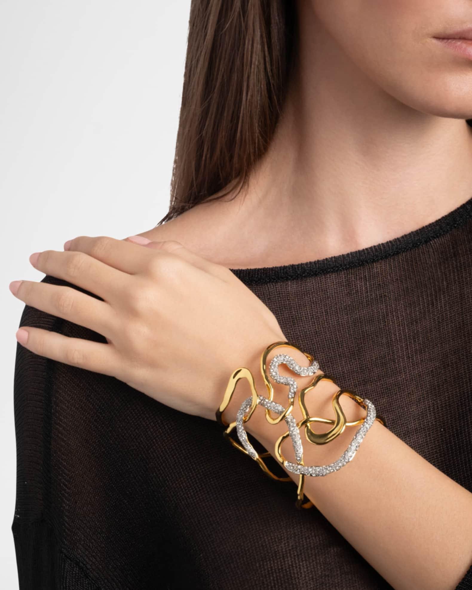 Solanales Gold Crystal Intertwined Cuff Bracelet Product Image