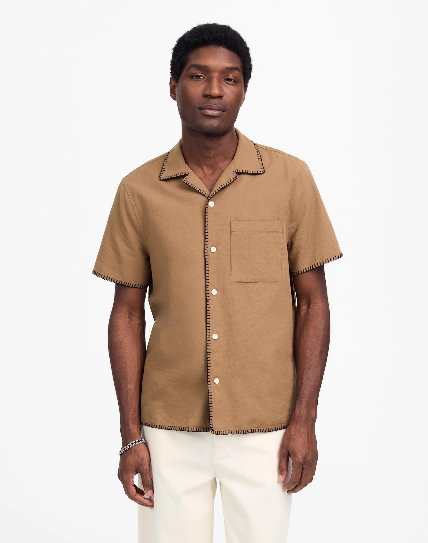 Blanket Stitch Short-Sleeve Shirt Product Image