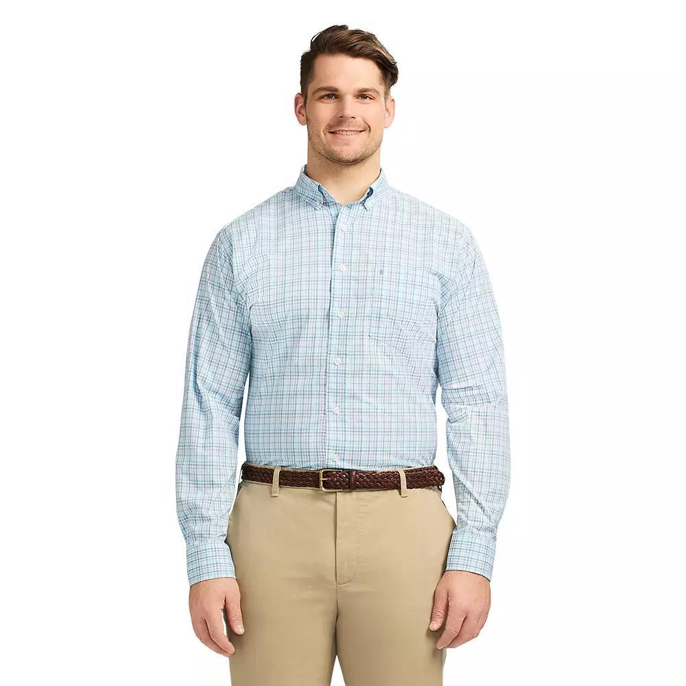 Big & Tall IZOD Performance Comfort Long Sleeve Button Down Shirt, Men's, Size: 3XB, Crystal Blue Product Image