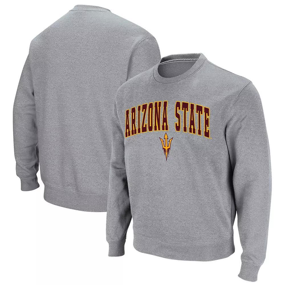 Men's Colosseum Heather Gray Arizona State Sun Devils Arch & Logo Pullover Sweatshirt, Size: Medium, Grey Product Image