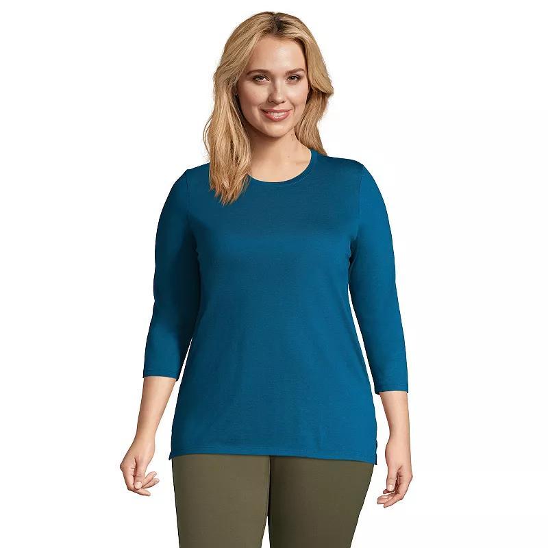 Plus Size Lands' End Supima Cotton Relaxed Fit Crewneck Tunic, Women's, Size: 3XL, Soft Orchid Stripe Product Image