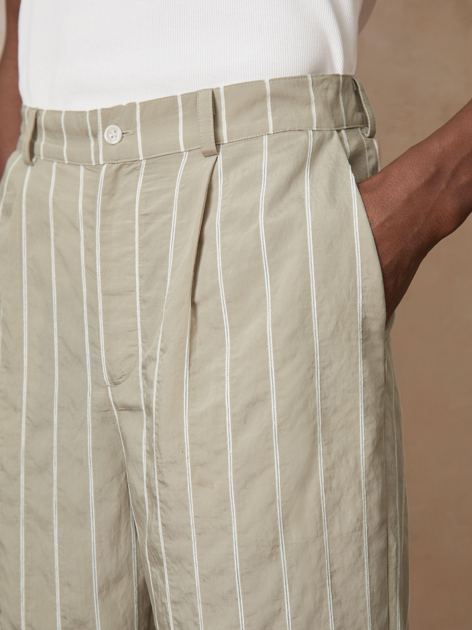Reiss | Ché Pinstripe Wide-Leg Trousers in Stone Product Image