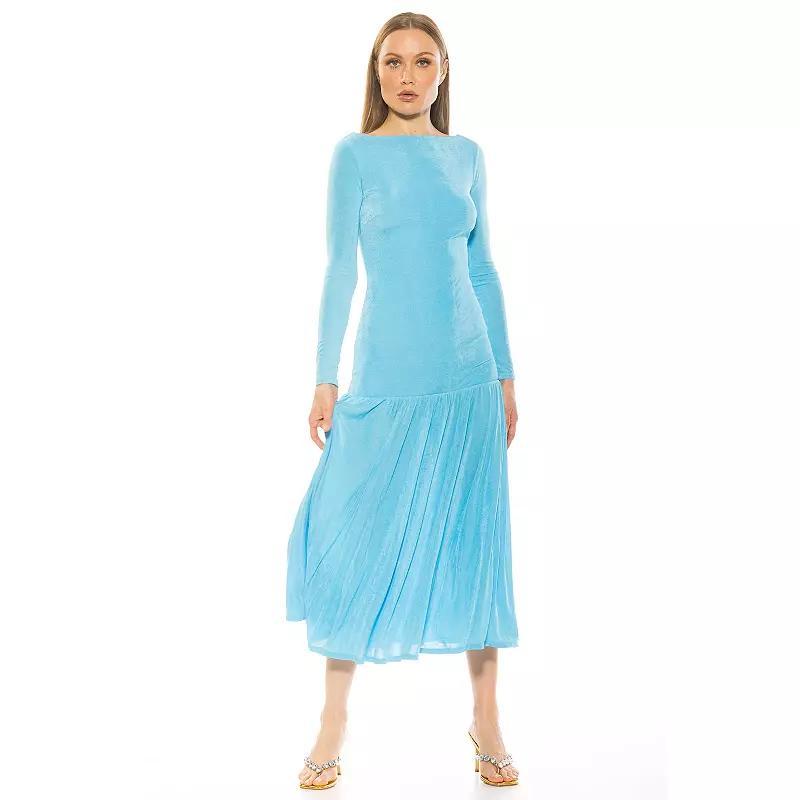 Women's ALEXIA ADMOR Khaite Long Sleeve Drop Waist Shirred Maxi Dress, Size: Large, Black Product Image