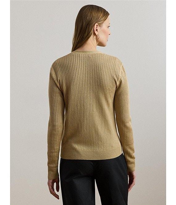 Lauren Ralph Lauren Coordinating Ribbed Knit V-Neck Long Sleeve Cardigan Product Image