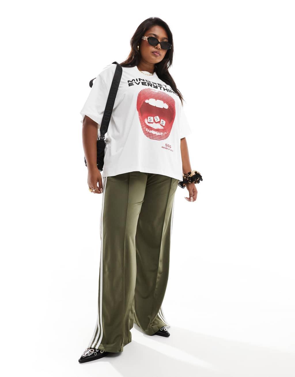 Renee Studio x Holly Wynne exclusive Mindset is Everything mouth motif t-shirt in white Product Image