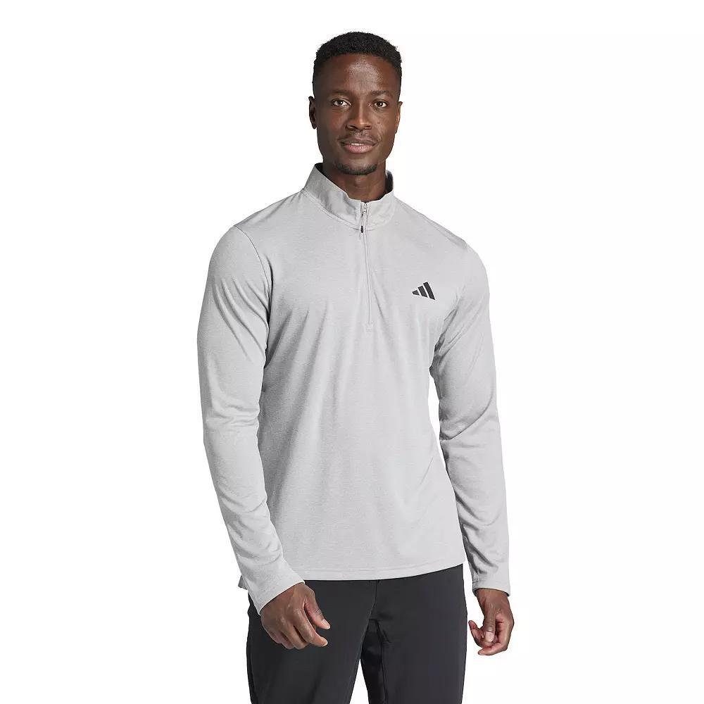Men's adidas Train Essentials Quarter-Zip Pullover, Size: Medium, Medium Gray Grey Product Image