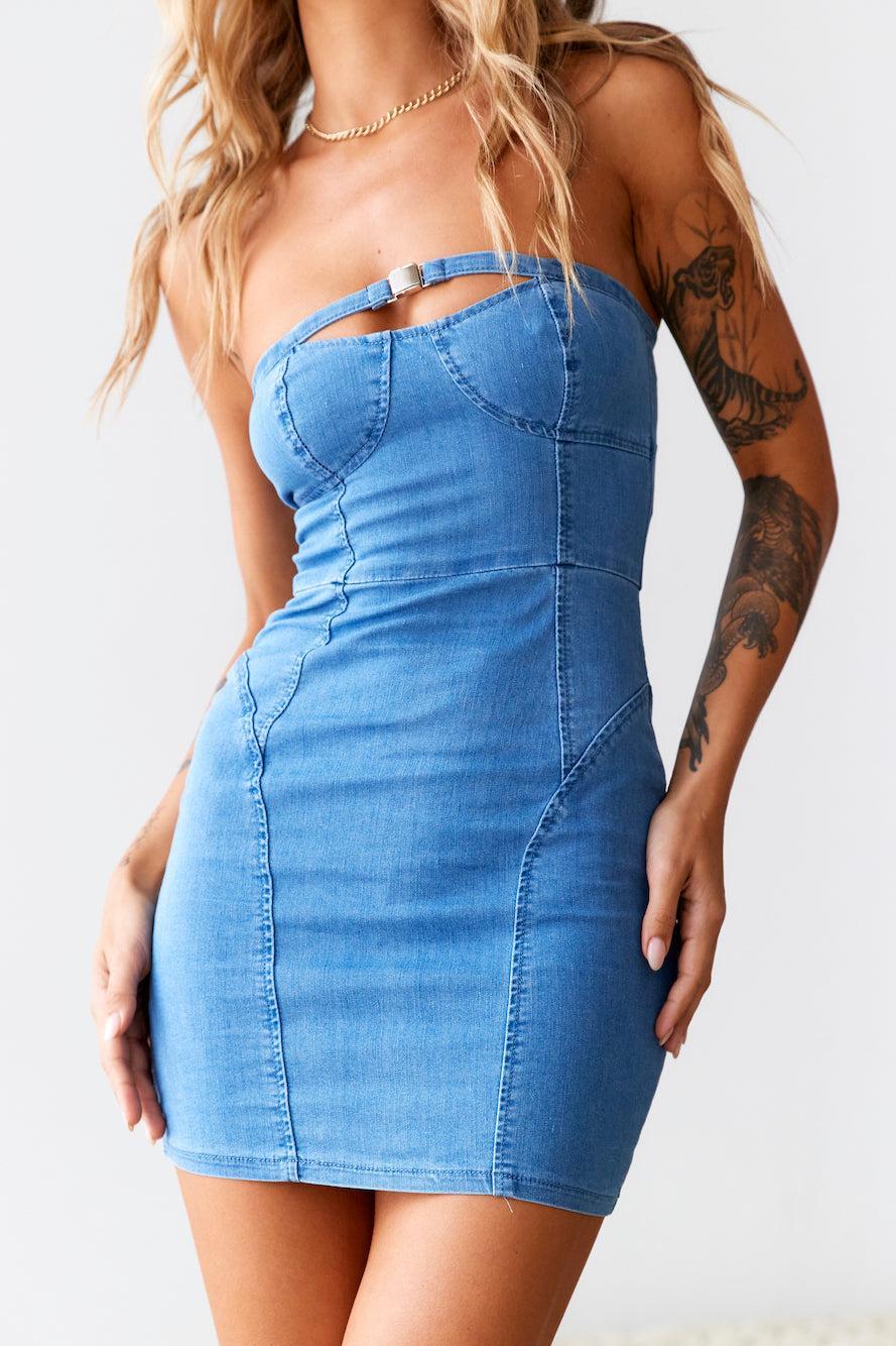 HELLO MOLLY The Eve Denim Dress Blue Product Image
