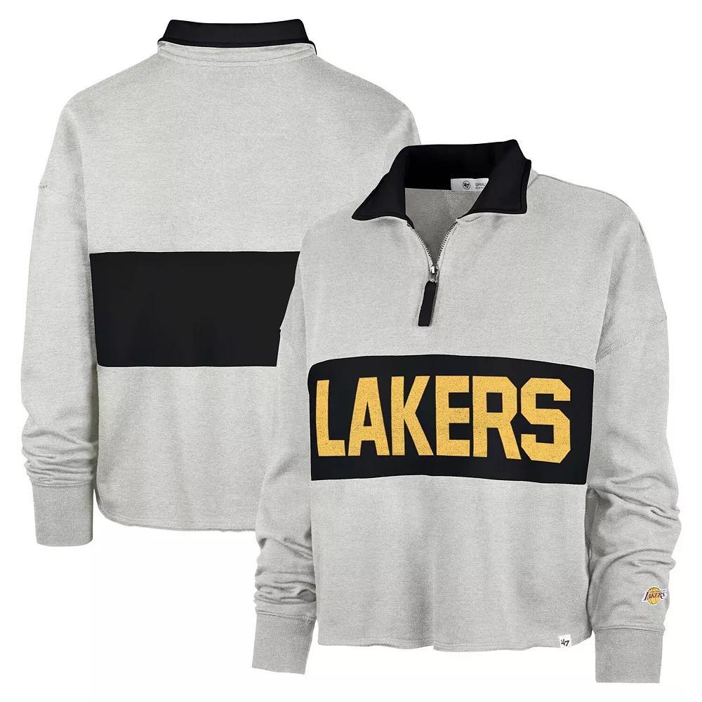 Women's '47 Heather Gray Los Angeles Lakers Breakthrough Remi Quarter-Zip Jacket, Size: Small, Grey Product Image