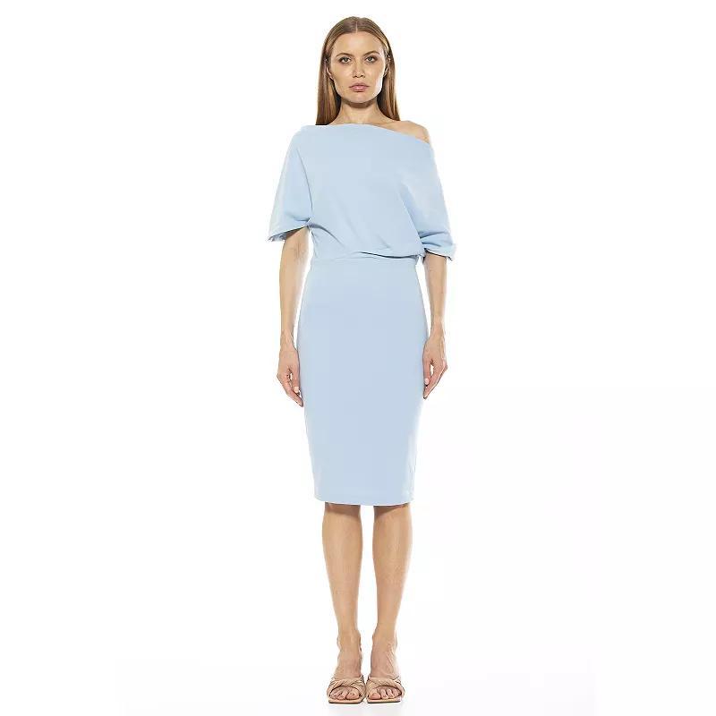 Women's ALEXIA ADMOR Olivia Draped One-Shoulder Sheath Dress, Size: XS, Blue Product Image