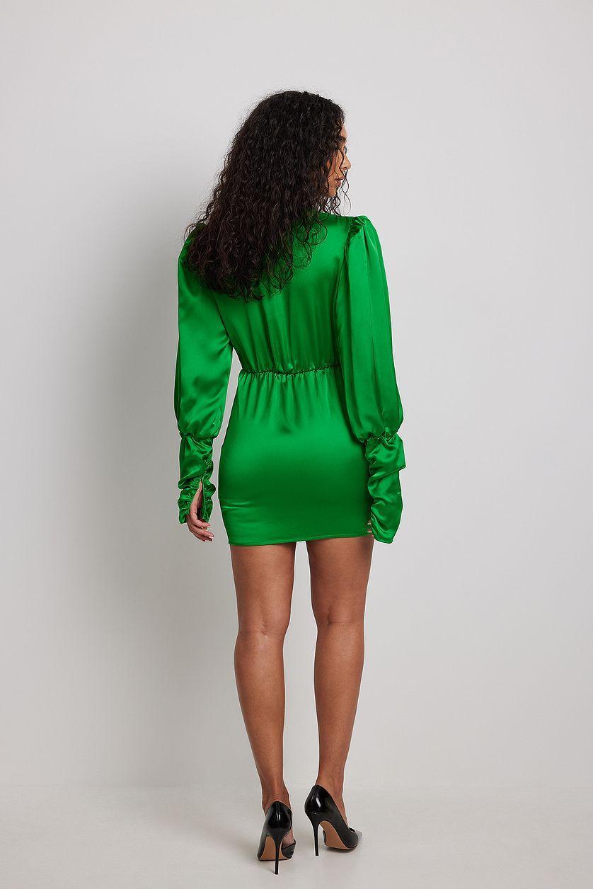 Balloon Sleeve V-neck Mini Dress Product Image