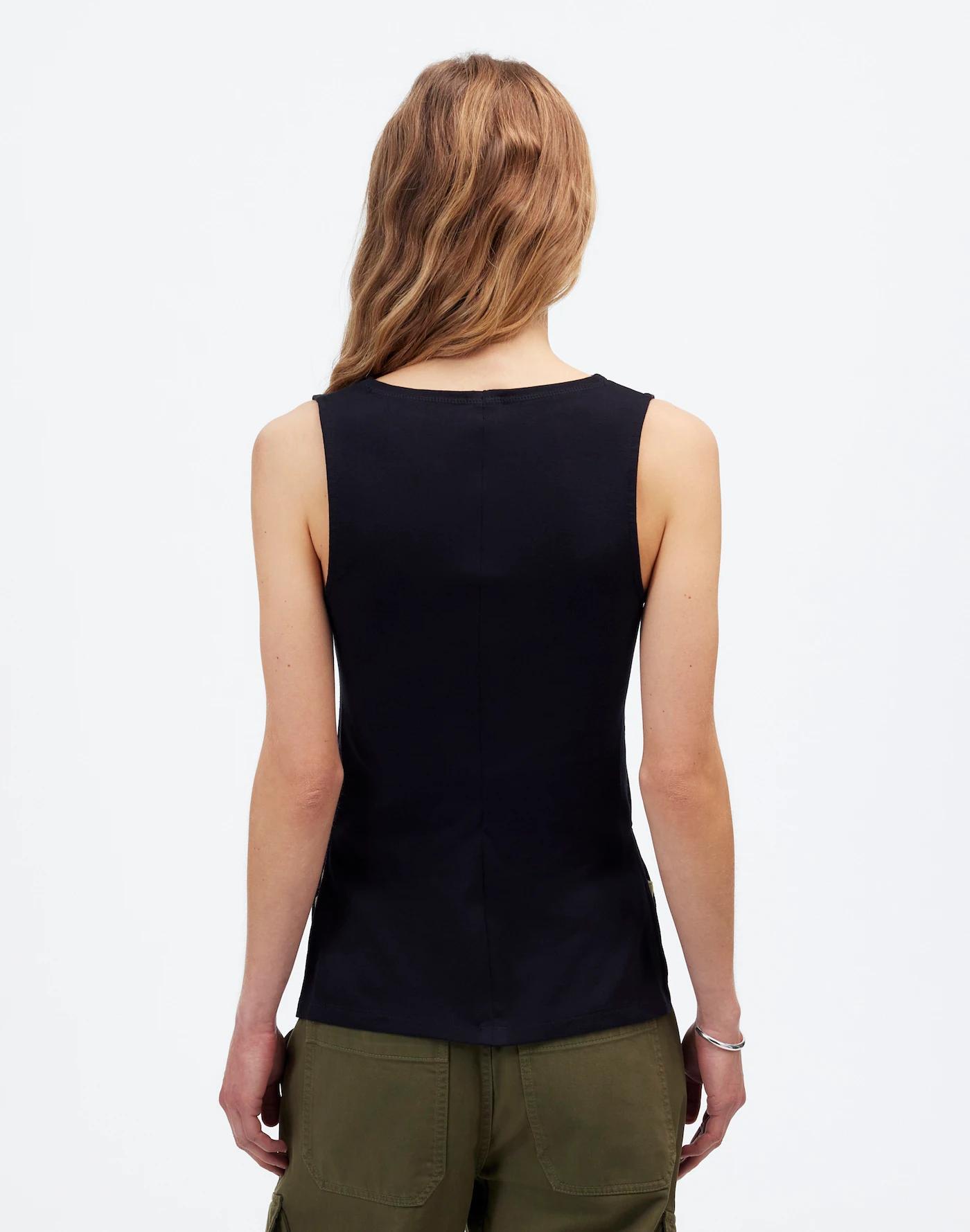Sleeveless Boatneck Side Slit Tee Product Image