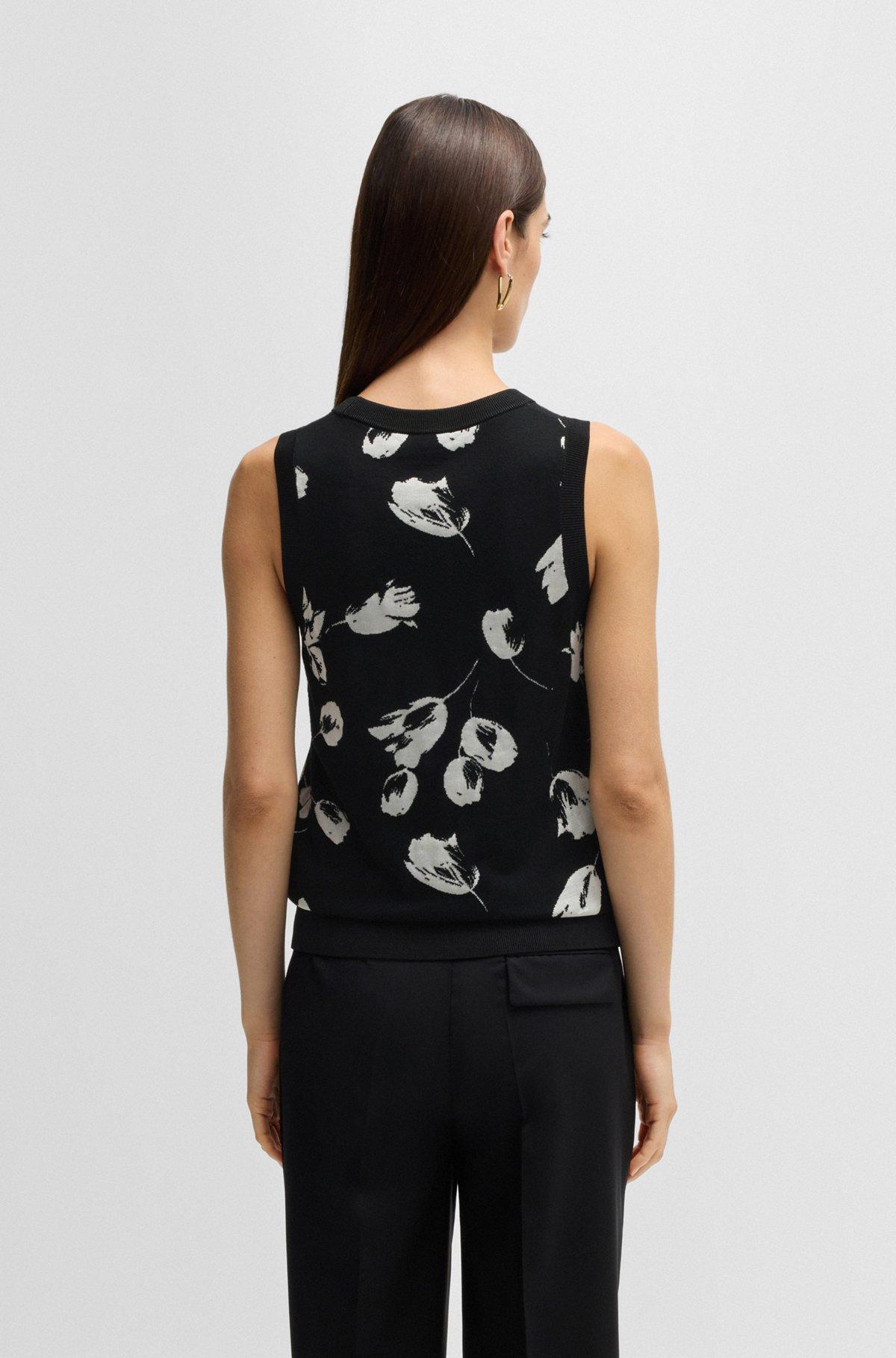 Merino wool knitted top with tulip jacquard Product Image