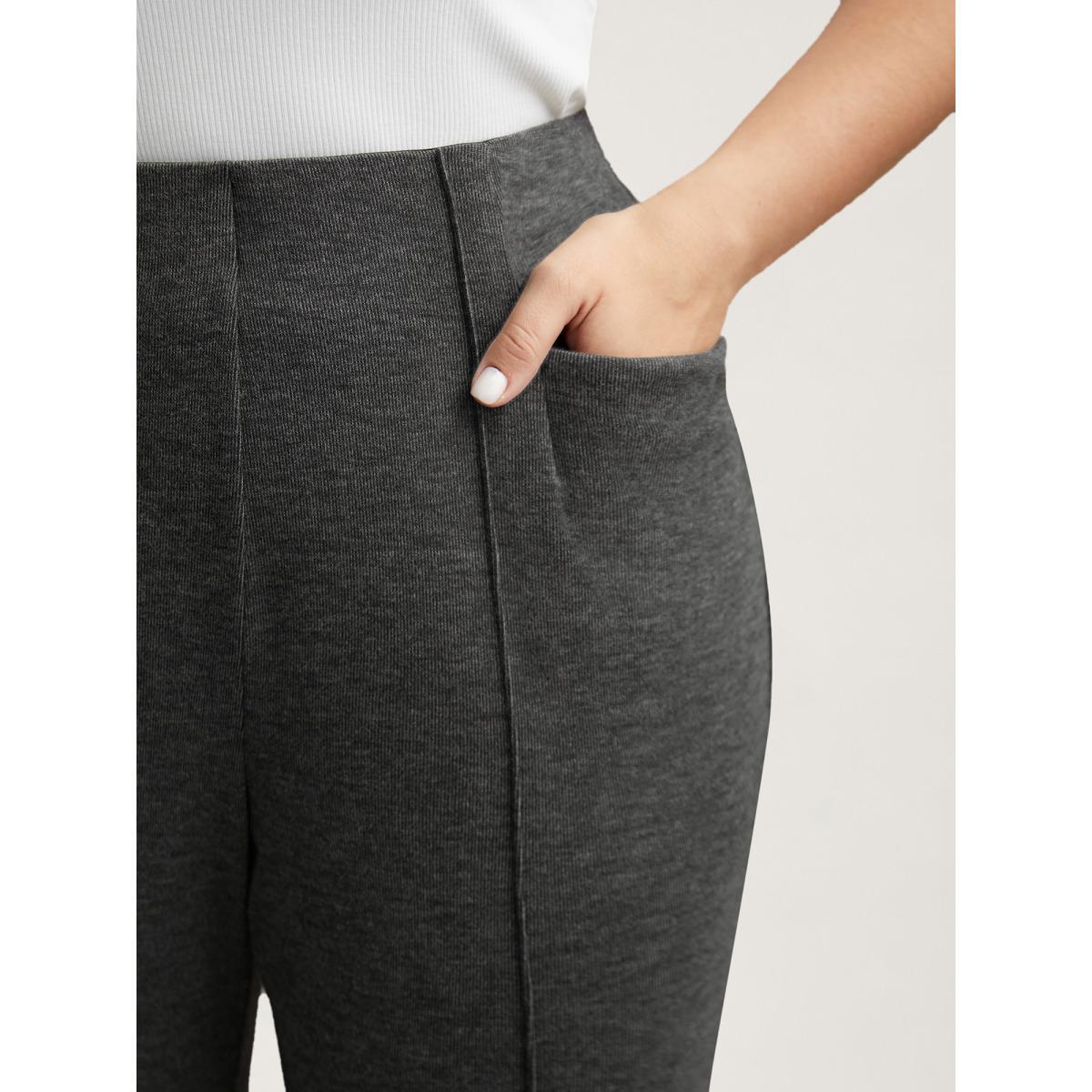 Plus Size Heather Midi-Rise Bootcut Pants Women DimGray Elegant Bootcut Mid Rise Everyday Pants BloomChic 18-20/2X Product Image