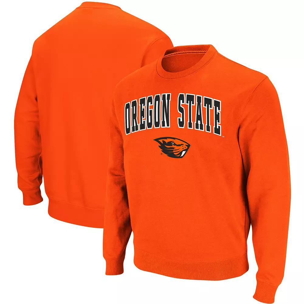 Men's Colosseum Orange Oregon State Beavers Arch & Logo Tackle Twill Pullover Sweatshirt, Size: Medium Product Image